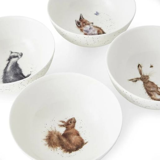 Hluboké porcelánové misky Wrendale Designs, 4 ks - Lesní zvířata