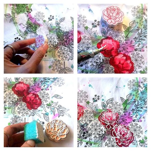 Razítka na textil Aladine Stampo Textile, 19 ks - Květiny a lístečky