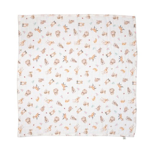 Mušelínové plenky Wrendale Designs "Little Forest", 2 ks - Lesní zvířátka
