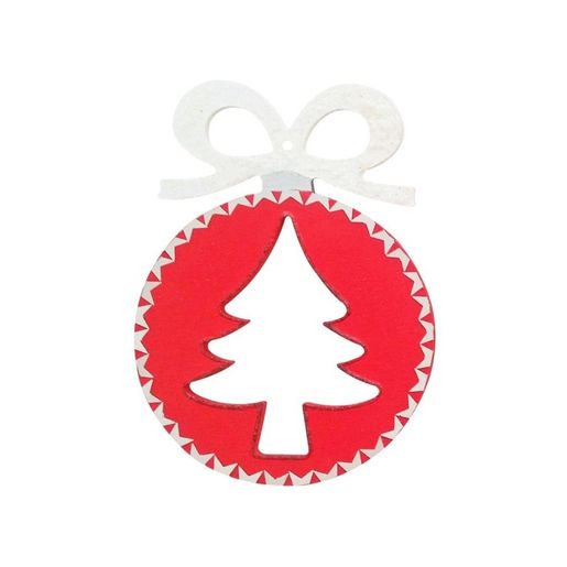 Dřevěný výřez k dekoraci Gomille, závěsný, 15 cm - Baňka se stromečkem