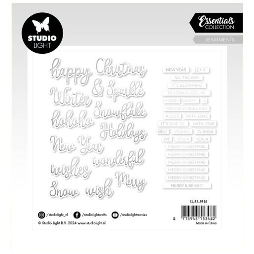 Papírové výseky Studio Light, 40 ks - Vánoční nápisy, stříbrné