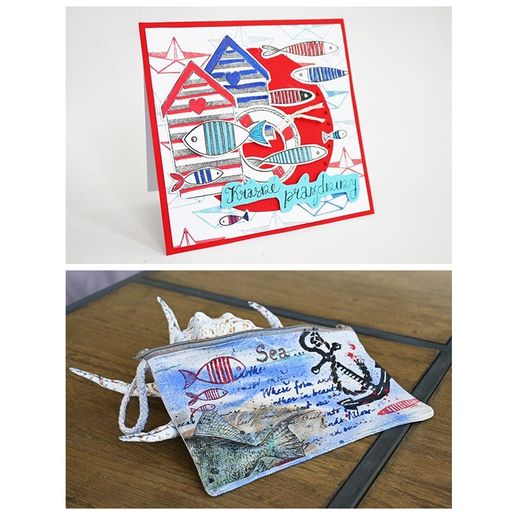 Razítka na textil Aladine Stampo Textile, 13 ks - Marina