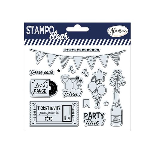 Gelová razítka Aladine Stampo Clear, 14 ks - Oslava