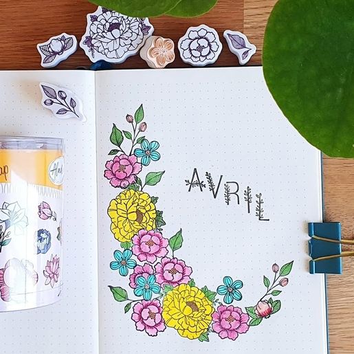 Razítka Aladine Creative Stamp, 39 ks - Květinová abeceda & věnečky