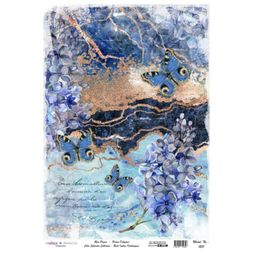 Rýžový papír Cadence - Modrozlaté babočky - VYBERTE VELIKOST