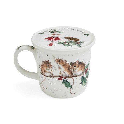 Porcelánový hrnek s podšálkem Wrendale Designs "Winter Mice", 0,31 l - Myšky