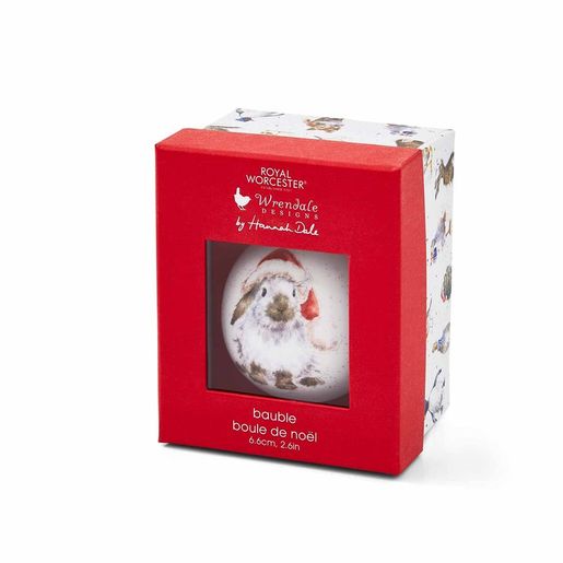 Porcelánová vánoční ozdoba Wrendale Designs "Ho Ho Ho", 6,5 cm - Králík