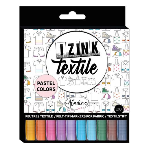 Fixy na textil Aladine Izink Textile, 10 ks - pastelové barvy