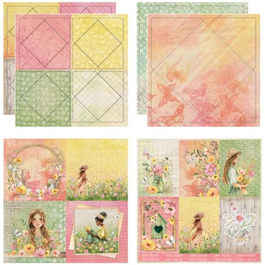 Kreativní blok Studio Light "Spring Meadow", 20,3x20,3 cm, 36 l. - Přání a obálky