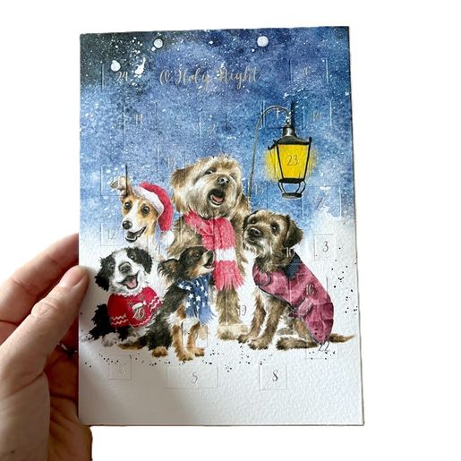 Přání s adventním kalendářem Wrendale Designs "O Holy Night" - Pejsci