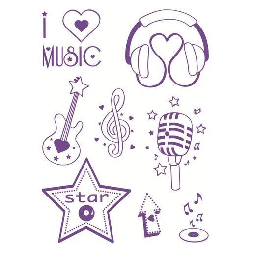 Razítka na textil Aladine Stampo T-Shirt, 8 ks - Muzika