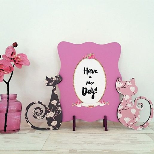 Dřevěný výřez k dekoraci Gomille, 15 cm - Kočka sedící