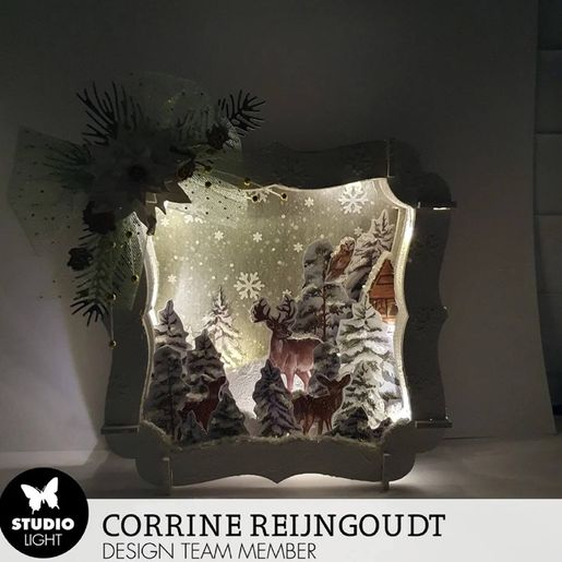 Dřevěný výřez k dekoraci Studio Light, 14,8x14,8 cm - Ozdobný čtverec