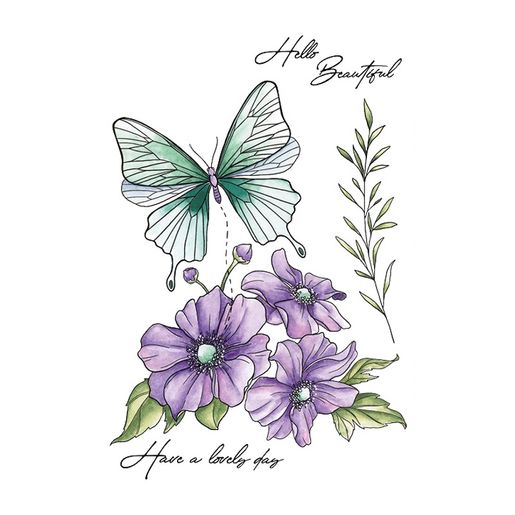 Gelová razítka Studio Light "Blooming Butterfly", 6 ks - Sasanka