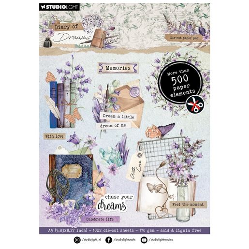 Blok s papírovými výseky Studio Light "Diary of Dreams", A5, 20 l.