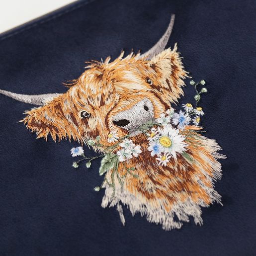 Vyšívaná kosmetická taška Wrendale Designs "Daisy Coo" - Kráva