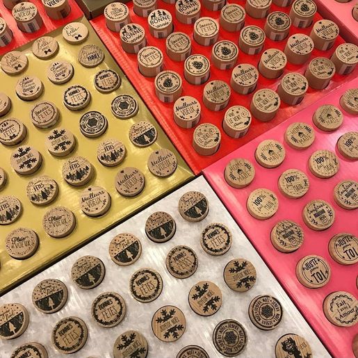 Dřevěné razítko Aladine, kulaté, 3 cm - Noël