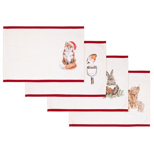 Látkové prostírání Wrendale Designs "Winter Woodland", 4 ks - Vánoční zvířátka