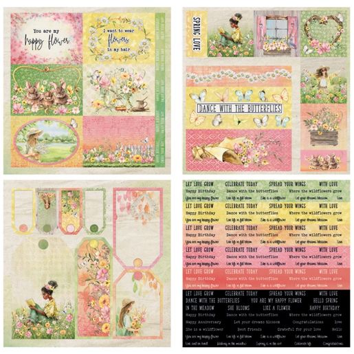 Kreativní blok Studio Light "Spring Meadow", 20,3x20,3 cm, 36 l. - Přání a obálky