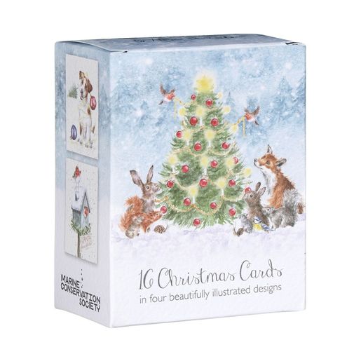 Vánoční dárkové kartičky Wrendale Designs, 16 ks, 4 motivy - Vánoční nálada