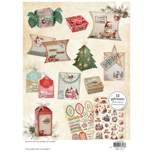 DIY Dárkové krabičky Studio Light, A4, 12 l. - Klasické Vánoce