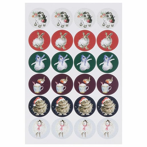 Samolepky Wrendale Designs "The Country Set Christmas", 144 ks - Vánoční zvířata