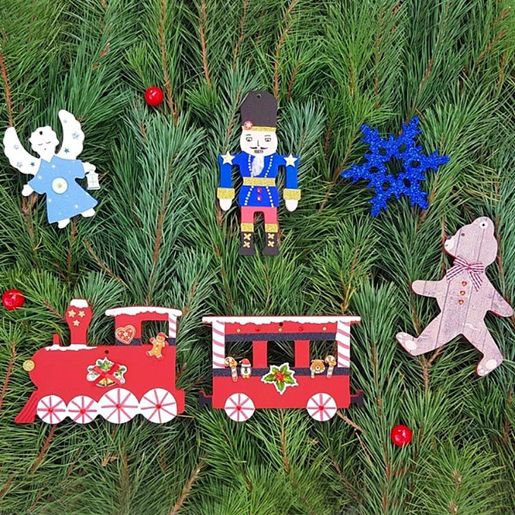 Dřevěný výřez k dekoraci Gomille, závěsný, 10 cm - Ledová vločka