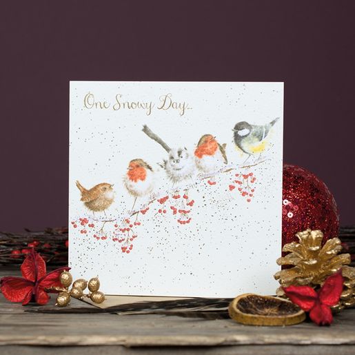 Vánoční přání Wrendale Designs "One Snowy Day", 15x15 cm - Ptáčci