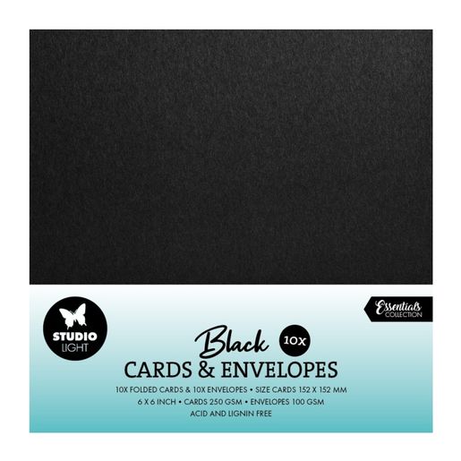 Přání a obálky Studio Light, 6"x6" (15,2x15,2 cm), 10 ks - černé