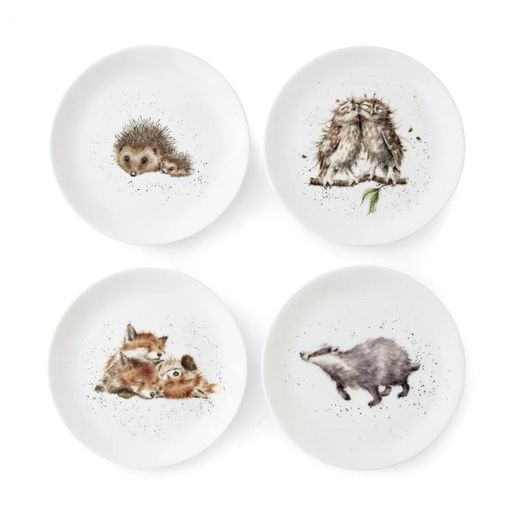 Porcelánové talíře Wrendale Designs, 4 ks - Lesní zvířata