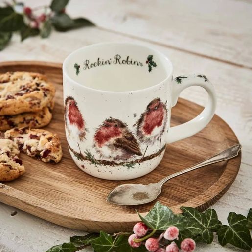 Porcelánový hrnek Wrendale Designs "Rockin Robins", 0,31 l - Červenky