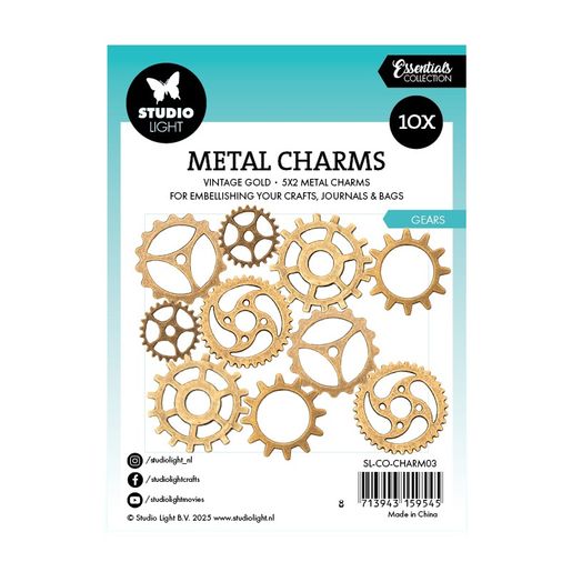 Kovové přívěsky Studio Light, 10 ks - Zlatá ozubená kola