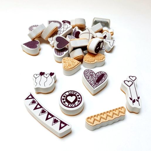 Razítka Aladine Creative Stamp, 35 ks - Srdíčka