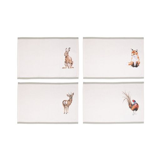 Látkové prostírání Wrendale Designs "Woodlanders", 4 ks - Lesní zvířata