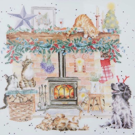 Sada podnosu a hrnků Wrendale Designs "No Place Like Home" - Vánoční mazlíčci