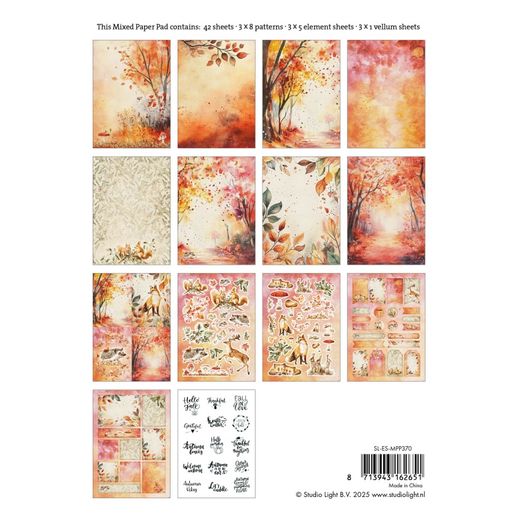 Kreativní blok Studio Light Mixed Paper Pad, A5, 42 l. - Lesní podzim