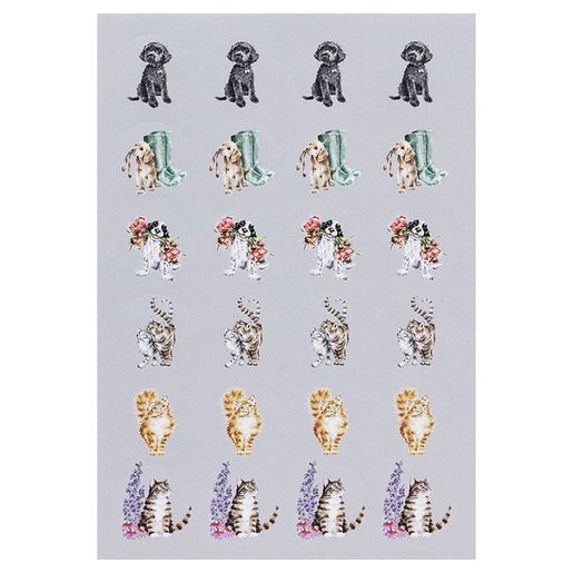 Kulaté samolepky Wrendale Designs "The Country Set", 144 ks - Zvířata