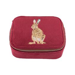 Vyšívané cestovní pouzdro na šperky Wrendale Designs "Golden Hour" - Zajíc