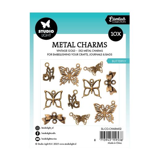 Kovové přívěsky Studio Light, 10 ks - Zlatí motýli